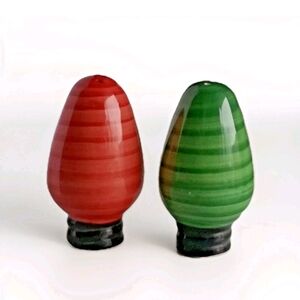 Festive Red and Green Lightbulb 💡 Ceramic Salt And Pepper
